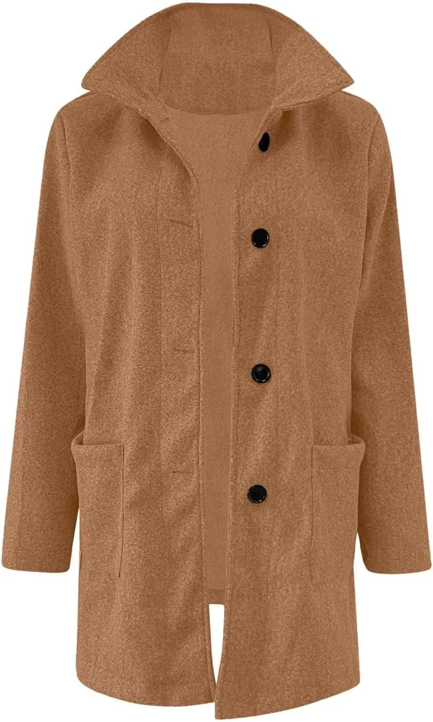 Long Pea Coats for Women Stand Collar Single Breasted Wool Coats Wool Blend Peacoat Winter Casual Overcoat Jacket