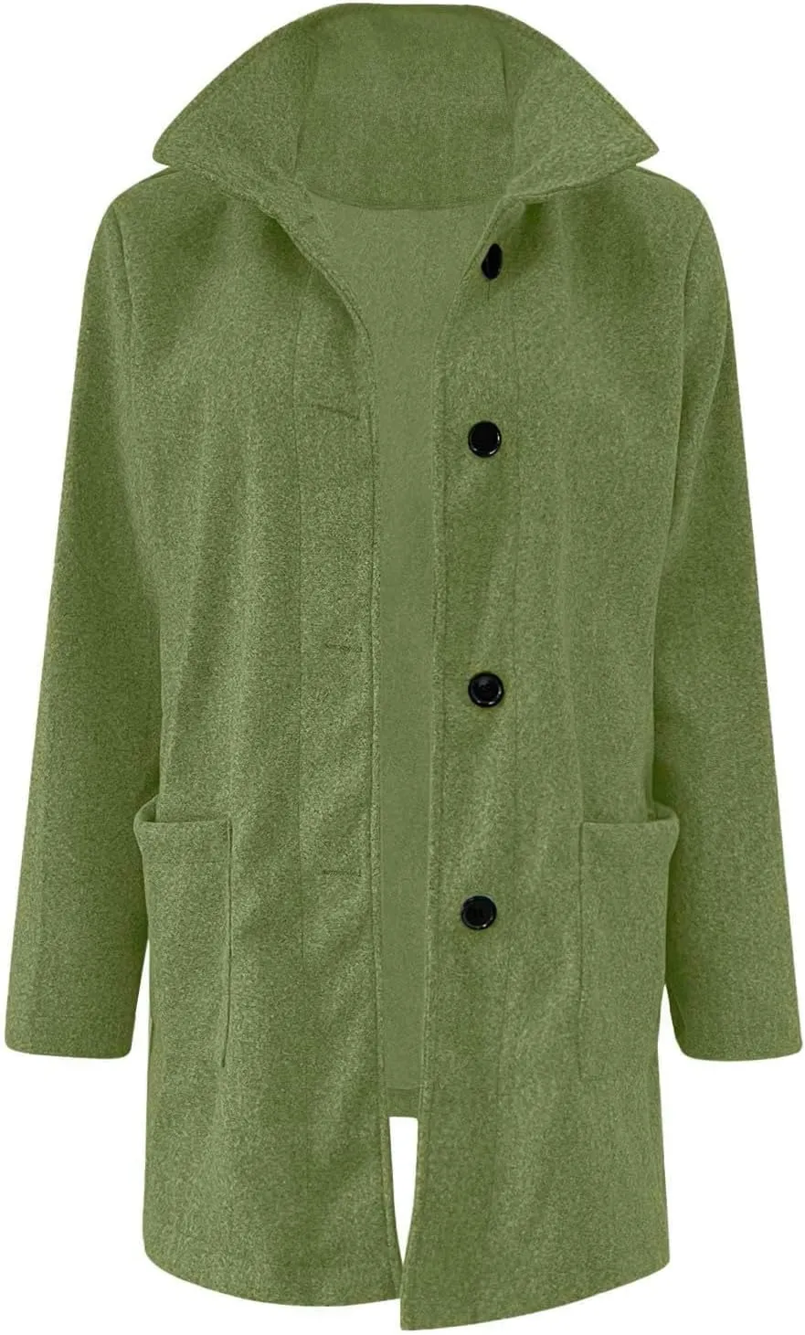 Long Pea Coats for Women Stand Collar Single Breasted Wool Coats Wool Blend Peacoat Winter Casual Overcoat Jacket