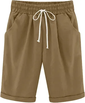 Long Shorts for Women Trendy Athletic Shorts for Women Plus Size Womens Solid Color Dress Pants Casual Pants Summer