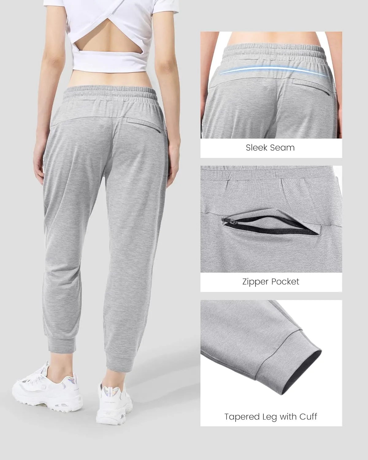 maamgic Womens Joggers Stretch Comfy Jogger Pants with Zipper Pockets Athletic Pants for Workout Running Jogging
