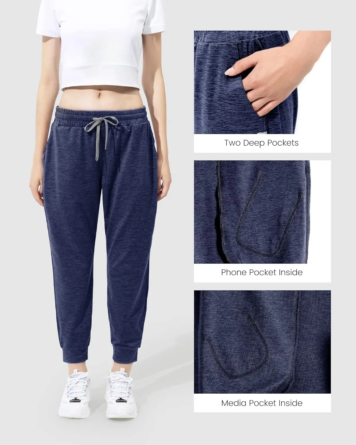 maamgic Womens Joggers Stretch Comfy Jogger Pants with Zipper Pockets Athletic Pants for Workout Running Jogging
