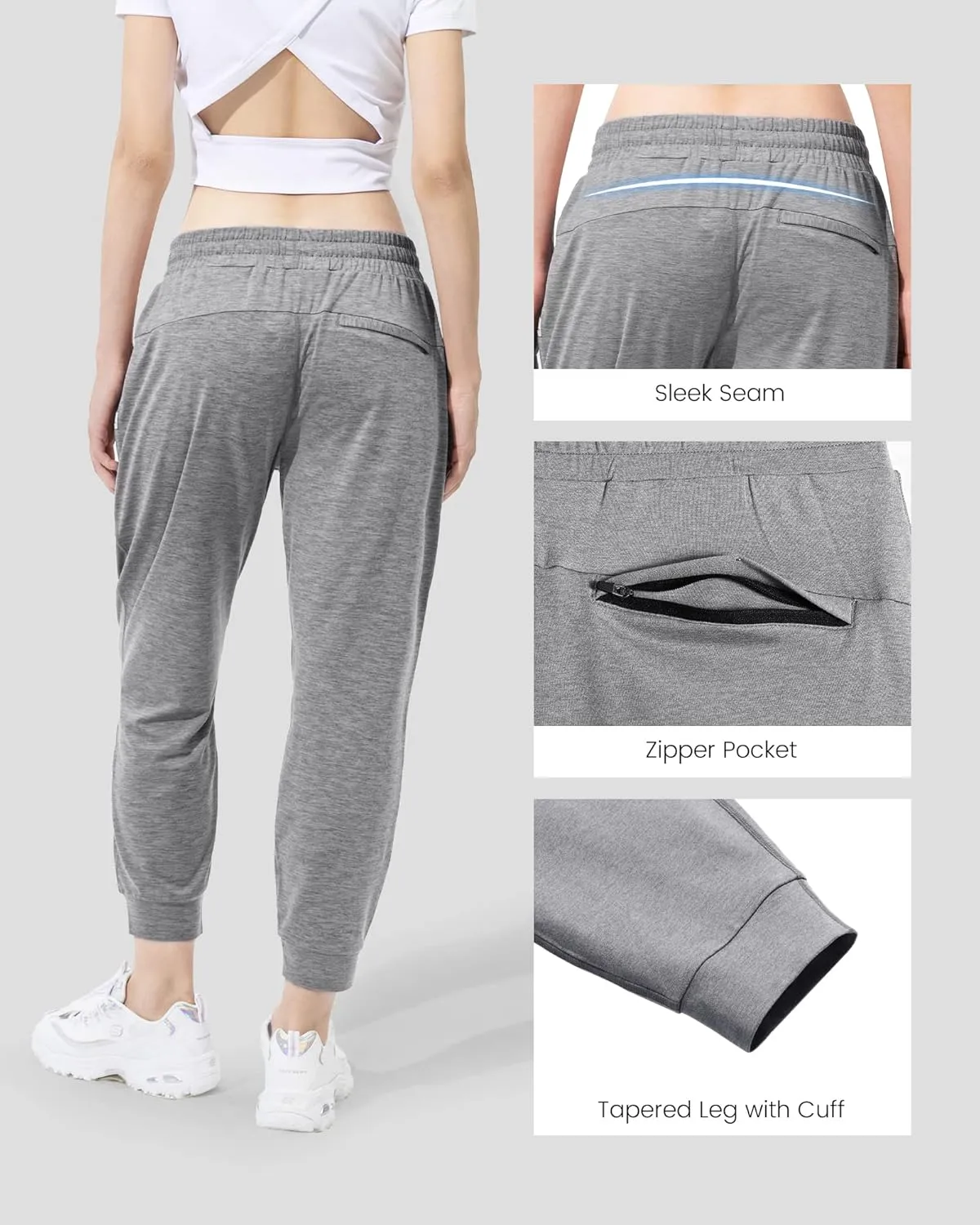 maamgic Womens Joggers Stretch Comfy Jogger Pants with Zipper Pockets Athletic Pants for Workout Running Jogging