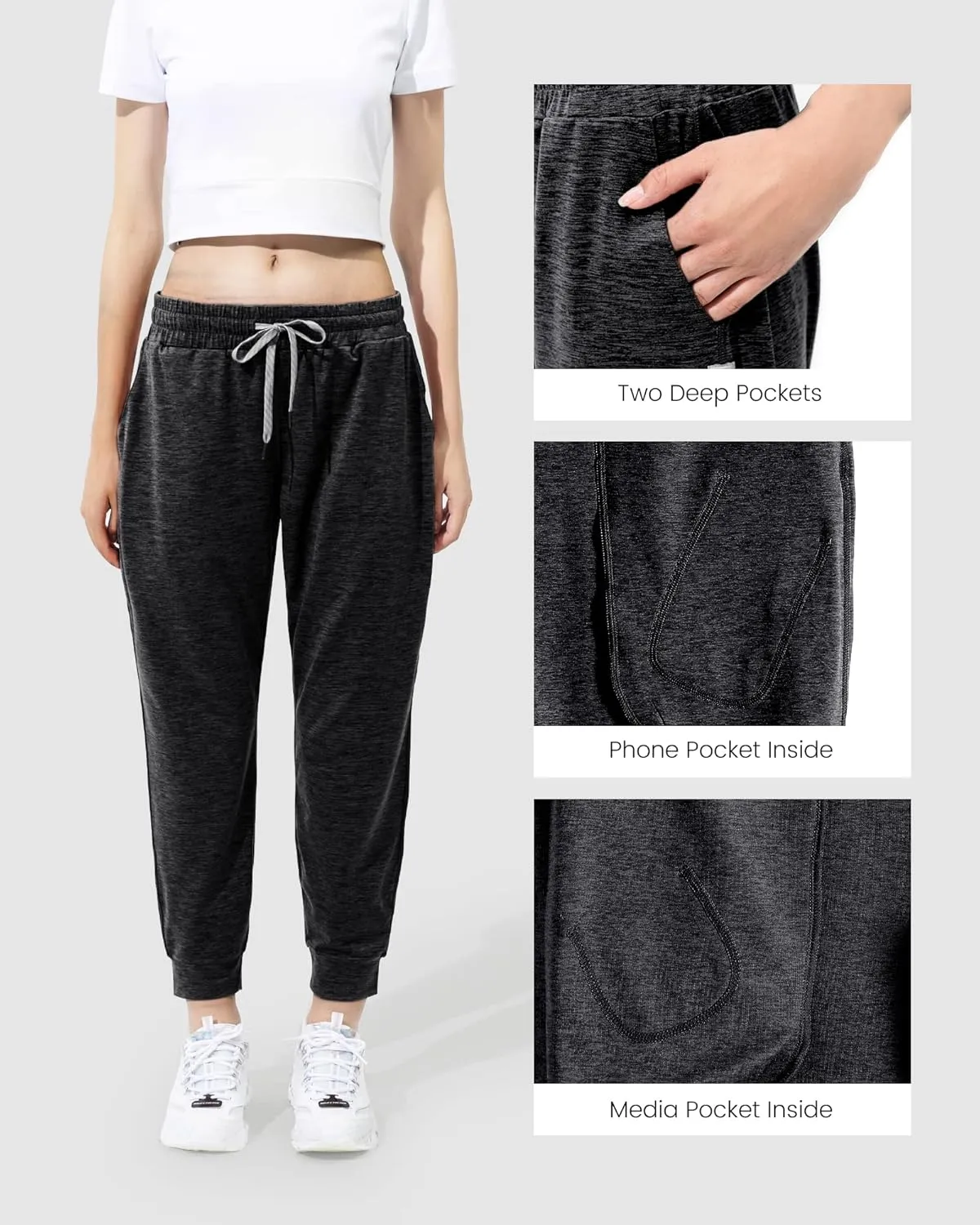 maamgic Womens Joggers Stretch Comfy Jogger Pants with Zipper Pockets Athletic Pants for Workout Running Jogging