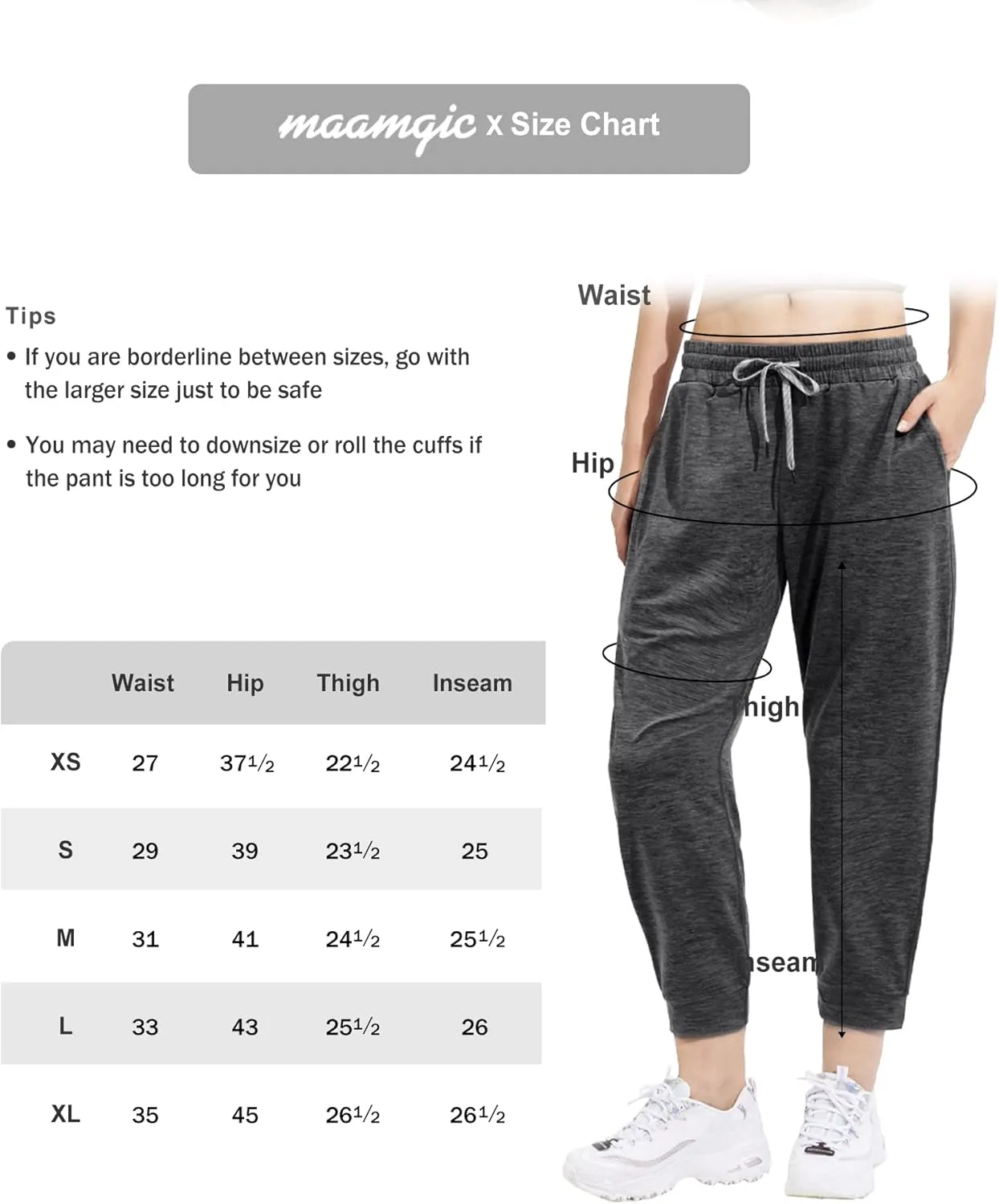 maamgic Womens Joggers Stretch Comfy Jogger Pants with Zipper Pockets Athletic Pants for Workout Running Jogging