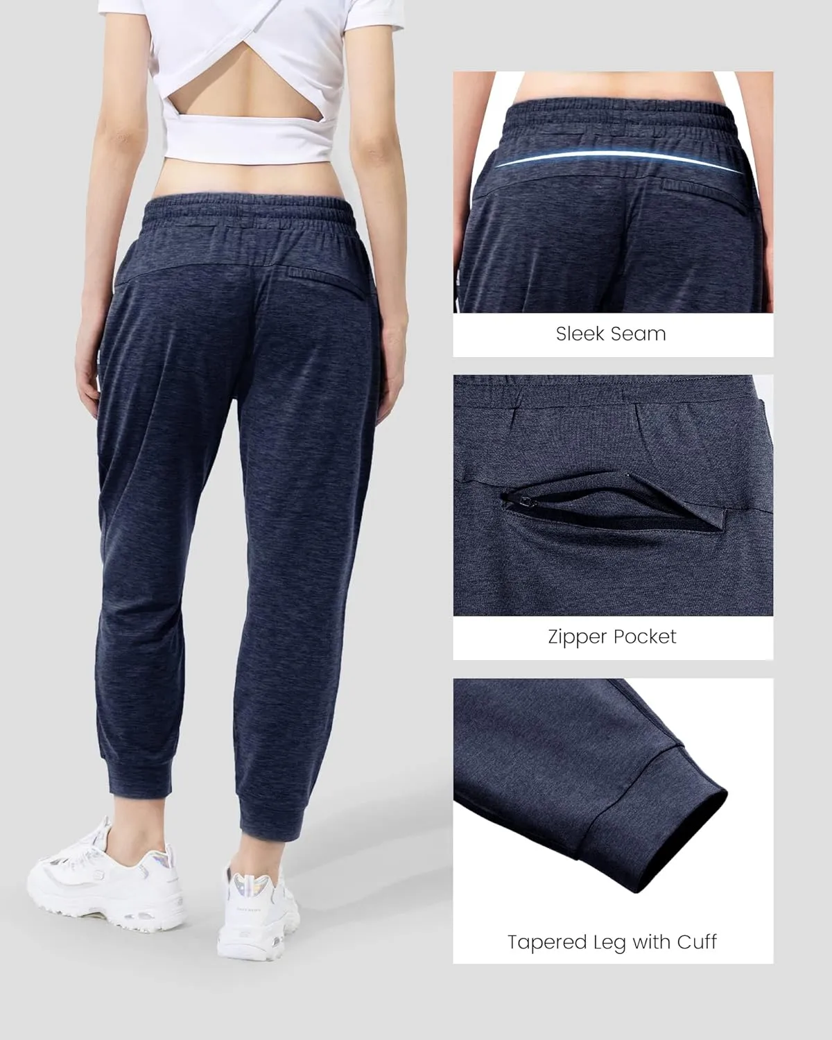 maamgic Womens Joggers Stretch Comfy Jogger Pants with Zipper Pockets Athletic Pants for Workout Running Jogging