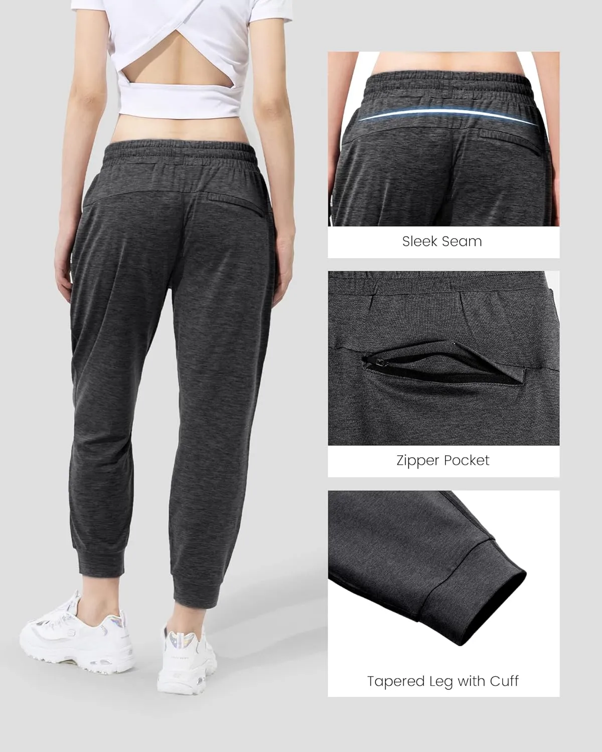 maamgic Womens Joggers Stretch Comfy Jogger Pants with Zipper Pockets Athletic Pants for Workout Running Jogging