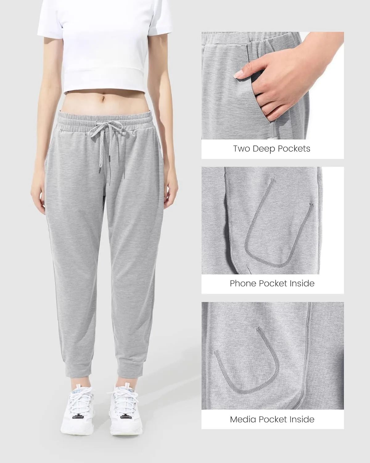 maamgic Womens Joggers Stretch Comfy Jogger Pants with Zipper Pockets Athletic Pants for Workout Running Jogging