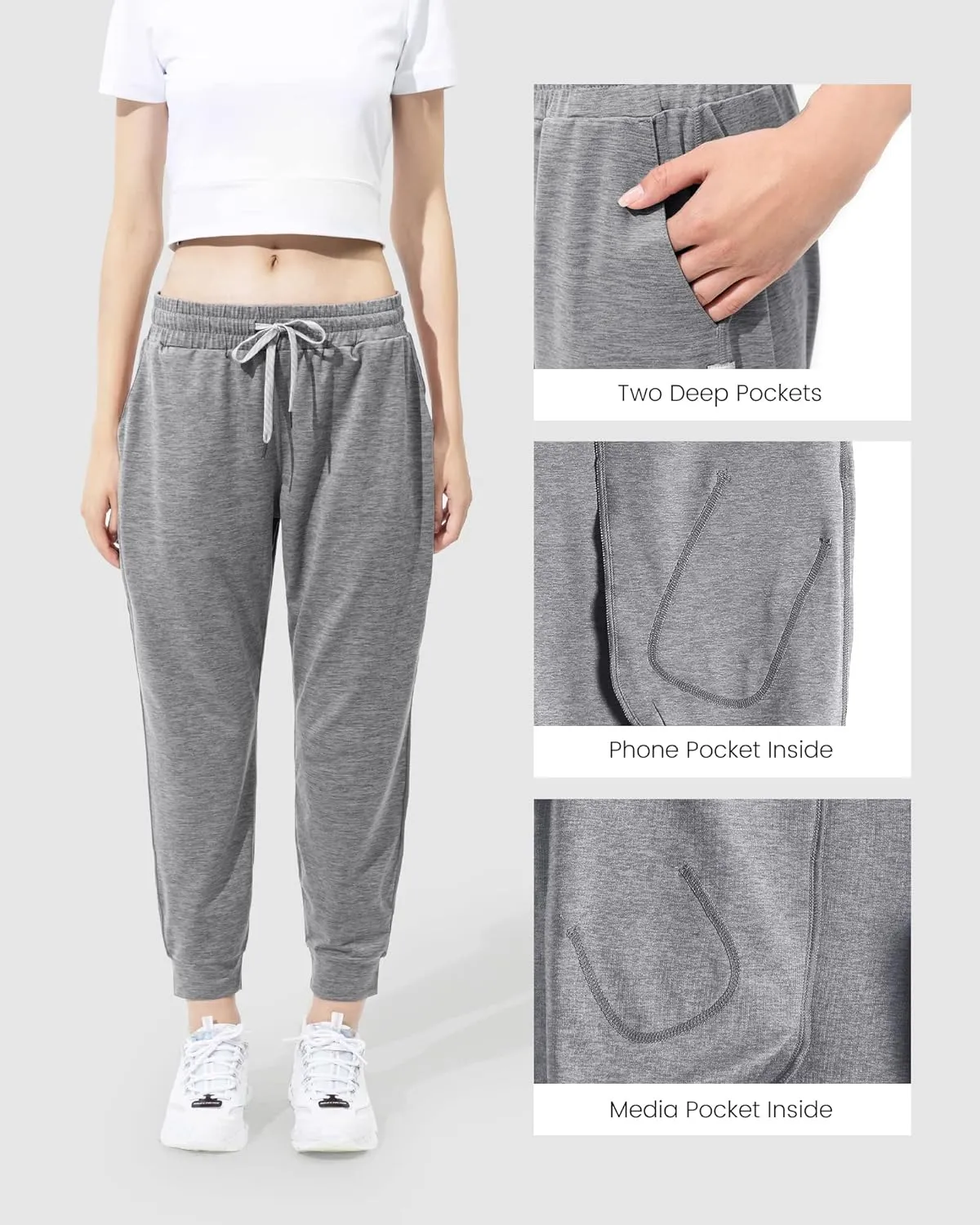 maamgic Womens Joggers Stretch Comfy Jogger Pants with Zipper Pockets Athletic Pants for Workout Running Jogging