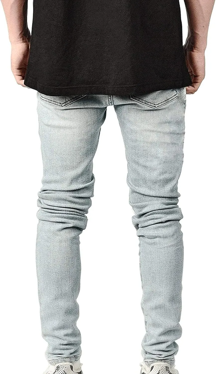 Maiyifu-GJ Men's Ripped Distressed Biker Jeans Slim Fit Skinny Denim Pants Stretch Tapered Leg Hip Hop Jeans for Men