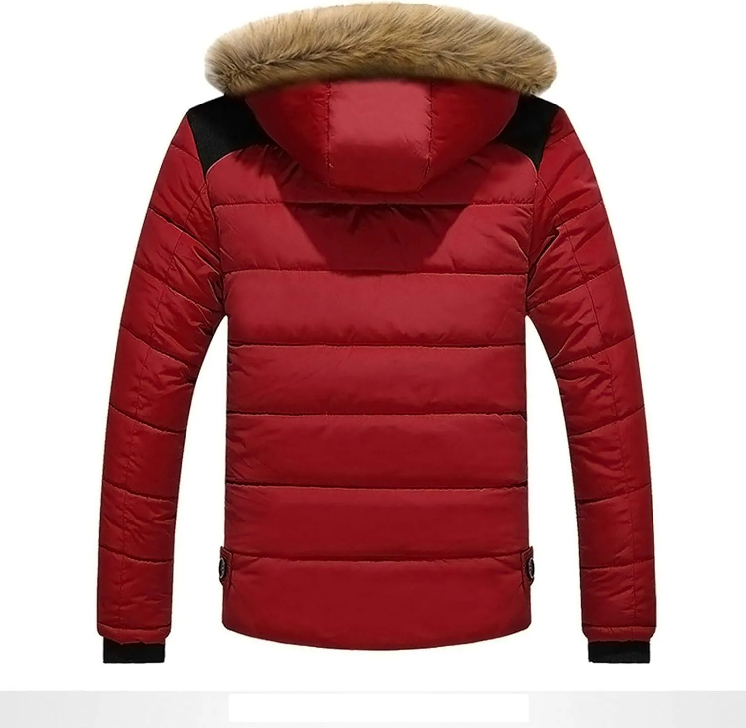 Men arge Size Cotton Coat Thick Warm Plush Hooded Jacket Zipper Button Windproof Long Sleeve Outerwear with Pocket