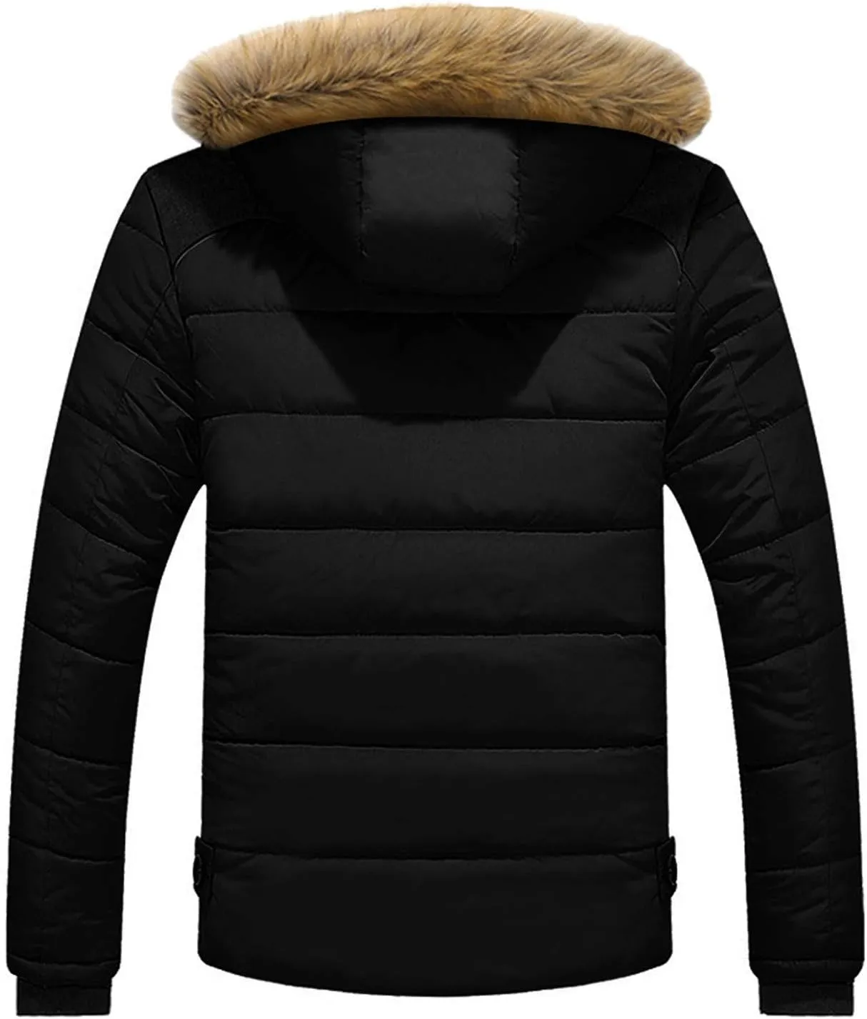 Men arge Size Cotton Coat Thick Warm Plush Hooded Jacket Zipper Button Windproof Long Sleeve Outerwear with Pocket