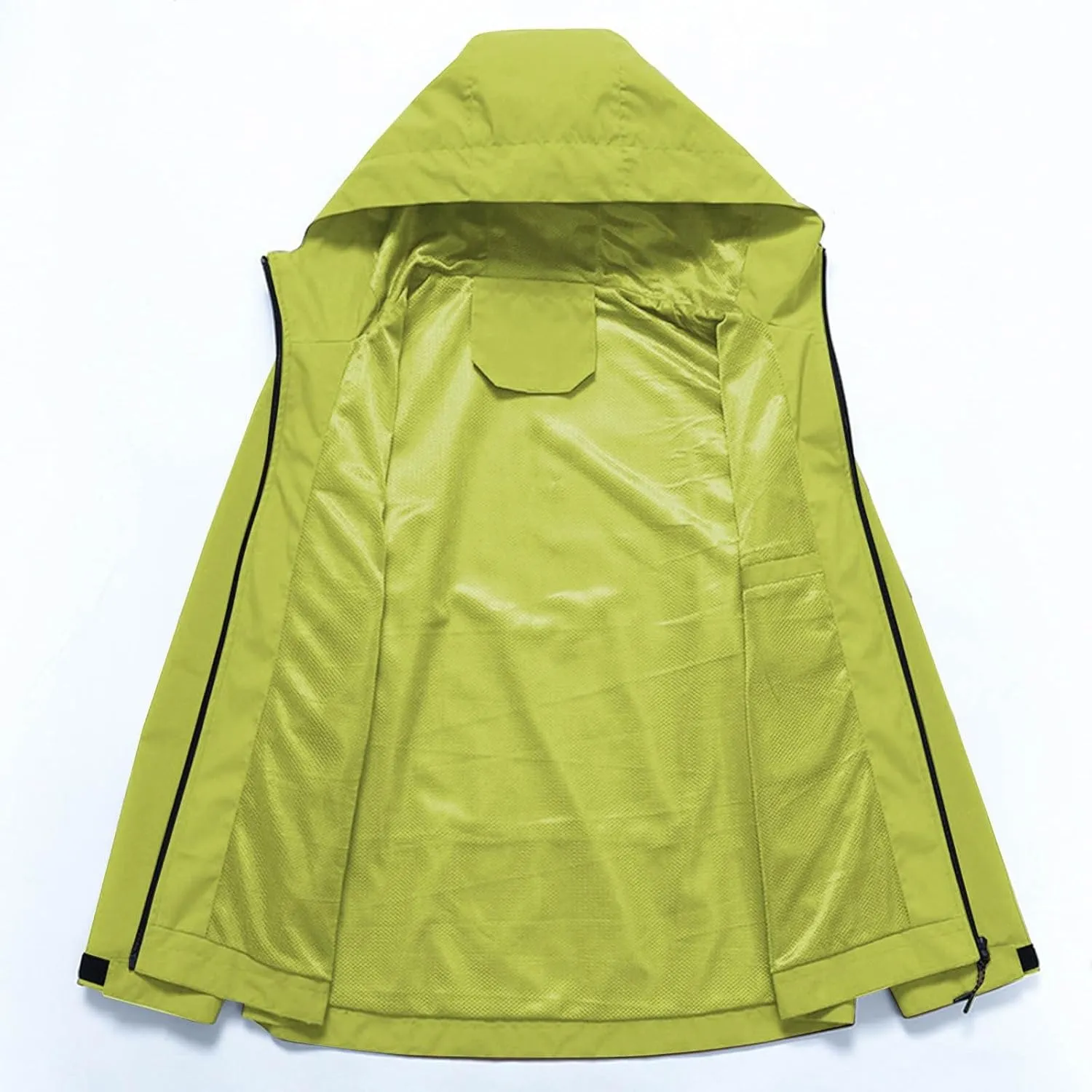 Men Full Zip Windproof Waterproof Coat Solid Color Golf Hiking Hooded Jacket Outdoor Lightweight Jacket with Pocket