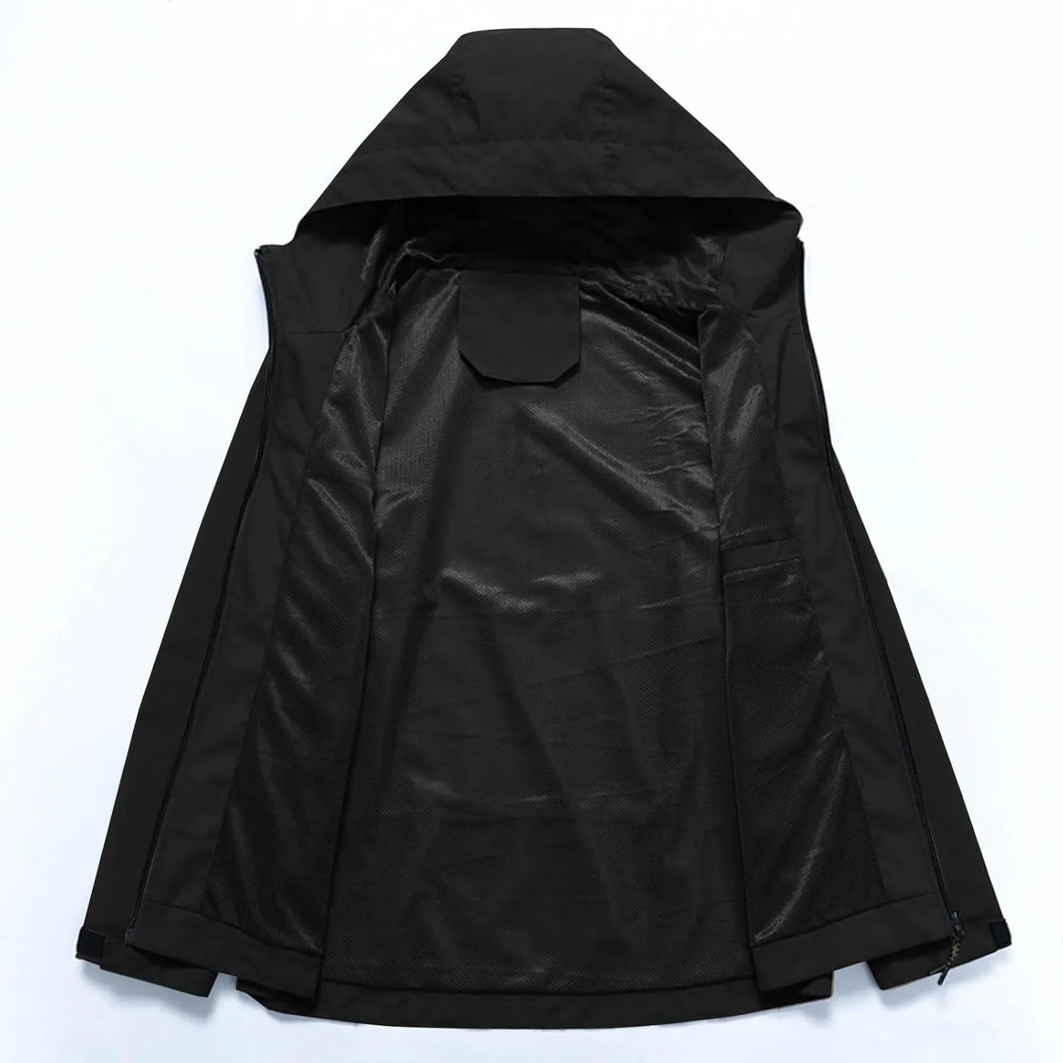Men Full Zip Windproof Waterproof Coat Solid Color Golf Hiking Hooded Jacket Outdoor Lightweight Jacket with Pocket