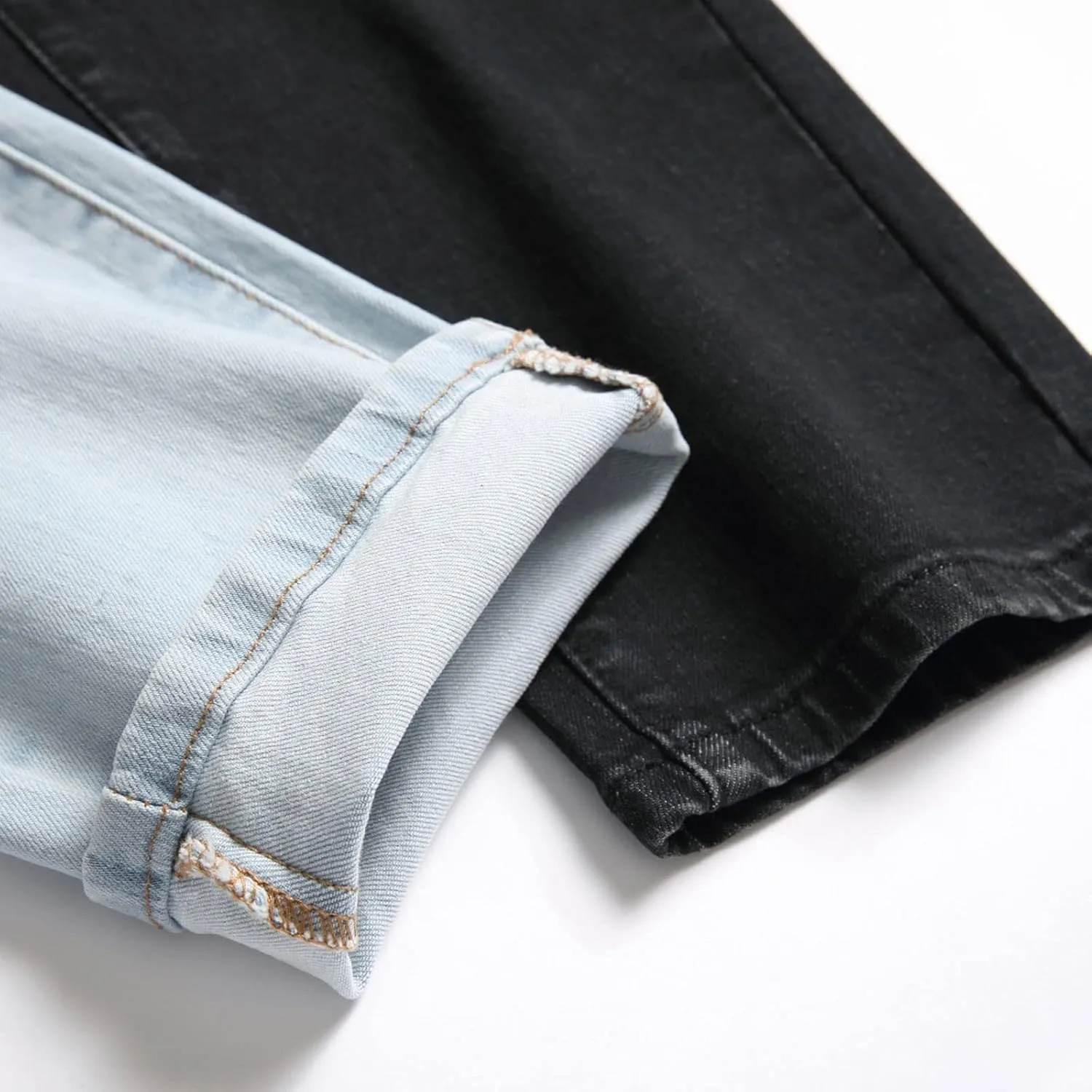 Men Jeans Denim Casual Fashion Street Hip with Pockets Patchwork Men's Straight Hop Comfy Fashion Denim Stretch Fit