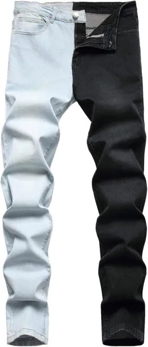 Men Jeans Denim Casual Fashion Street Hip with Pockets Patchwork Men's Straight Hop Comfy Fashion Denim Stretch Fit