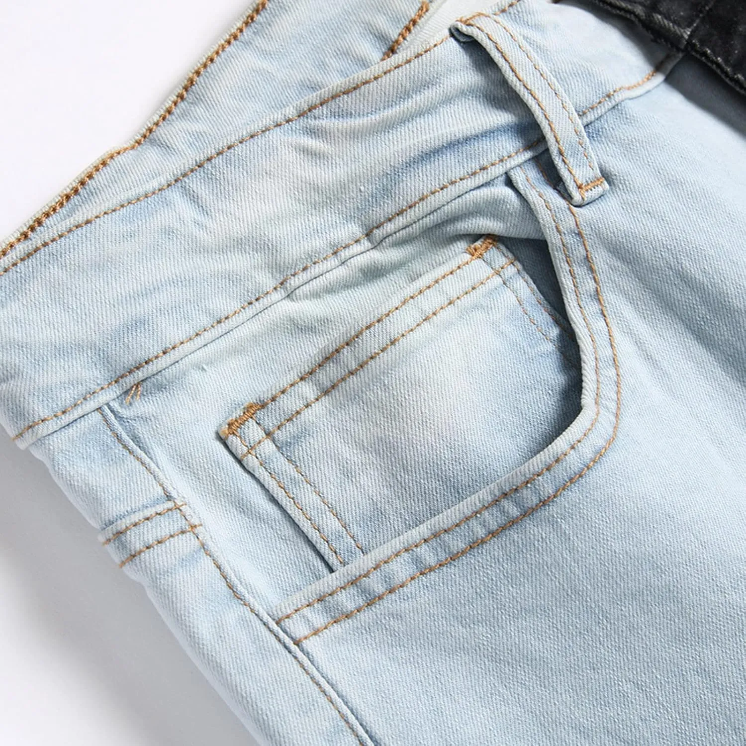 Men Jeans Denim Casual Fashion Street Hip with Pockets Patchwork Men's Straight Hop Comfy Fashion Denim Stretch Fit
