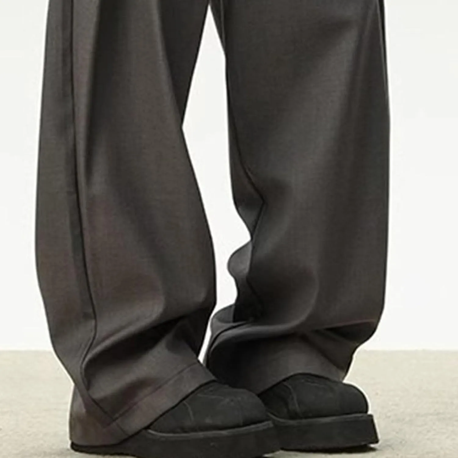 Men's Baggy Wide Leg Pants Loose Fit Business Casual Dress Pants Stylish Zipper Fly Pleated Trousers with Pocket