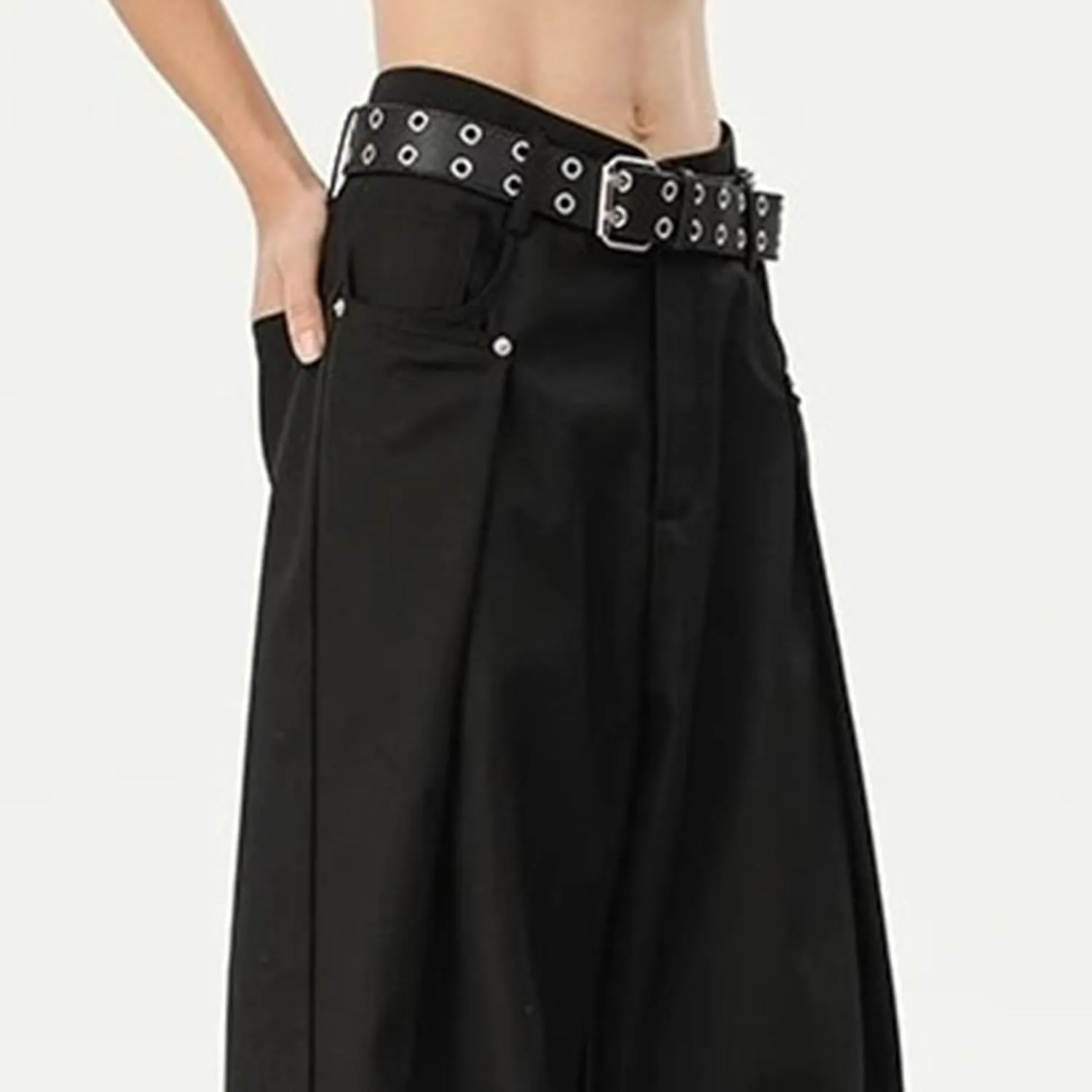 Men's Baggy Wide Leg Pants Loose Fit Business Casual Dress Pants Stylish Zipper Fly Pleated Trousers with Pocket