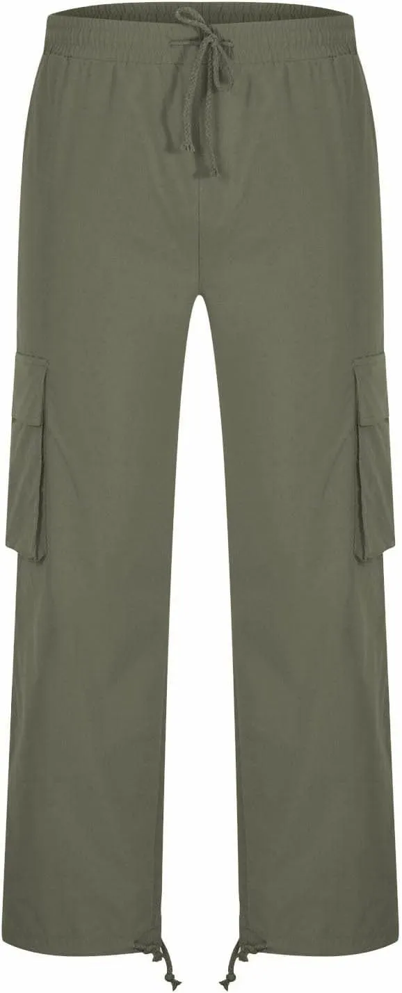 Men's Camo Cargo Pants Athletic Fit Tactical Climbing Trousers with Pockets Drawstring Elastic Waist Sweatpants
