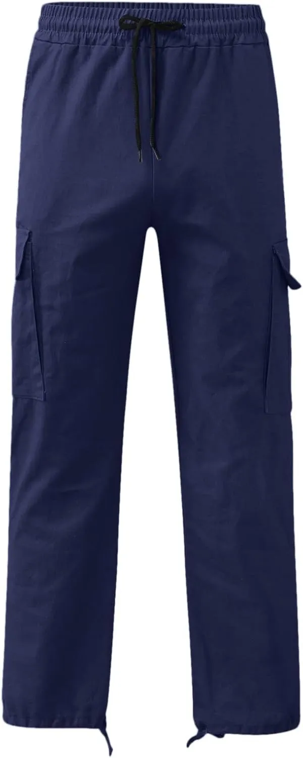 Men's Camo Cargo Pants Athletic Fit Tactical Climbing Trousers with Pockets Drawstring Elastic Waist Sweatpants