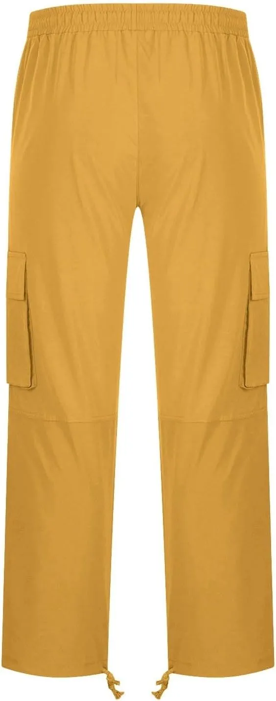Men's Camo Cargo Pants Athletic Fit Tactical Climbing Trousers with Pockets Drawstring Elastic Waist Sweatpants