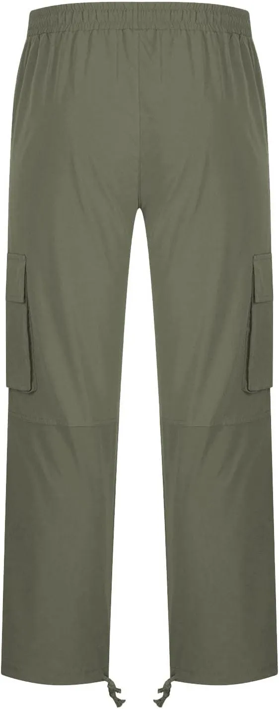Men's Camo Cargo Pants Athletic Fit Tactical Climbing Trousers with Pockets Drawstring Elastic Waist Sweatpants
