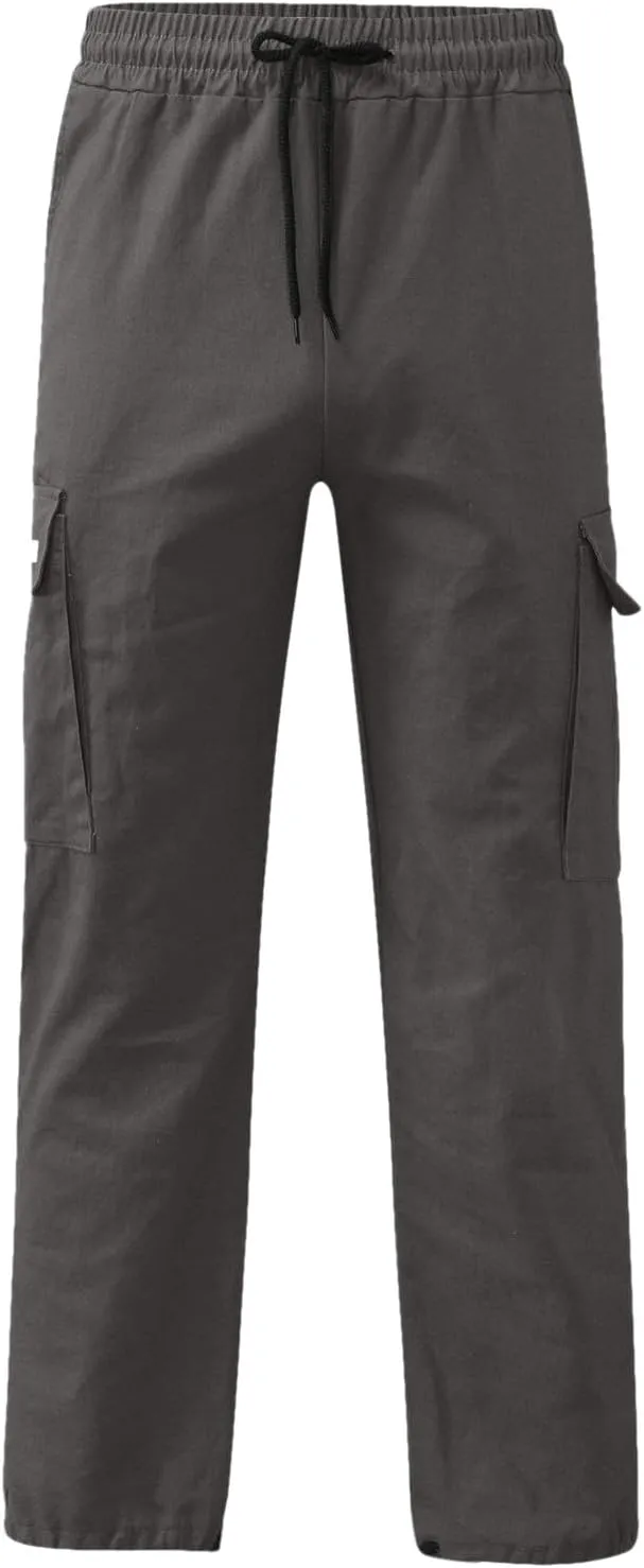 Mens Cargo Pants Casual Stretch Joggers Workout Sweatpants Hiking Drawstring Tactical Pants with Multi Pockets