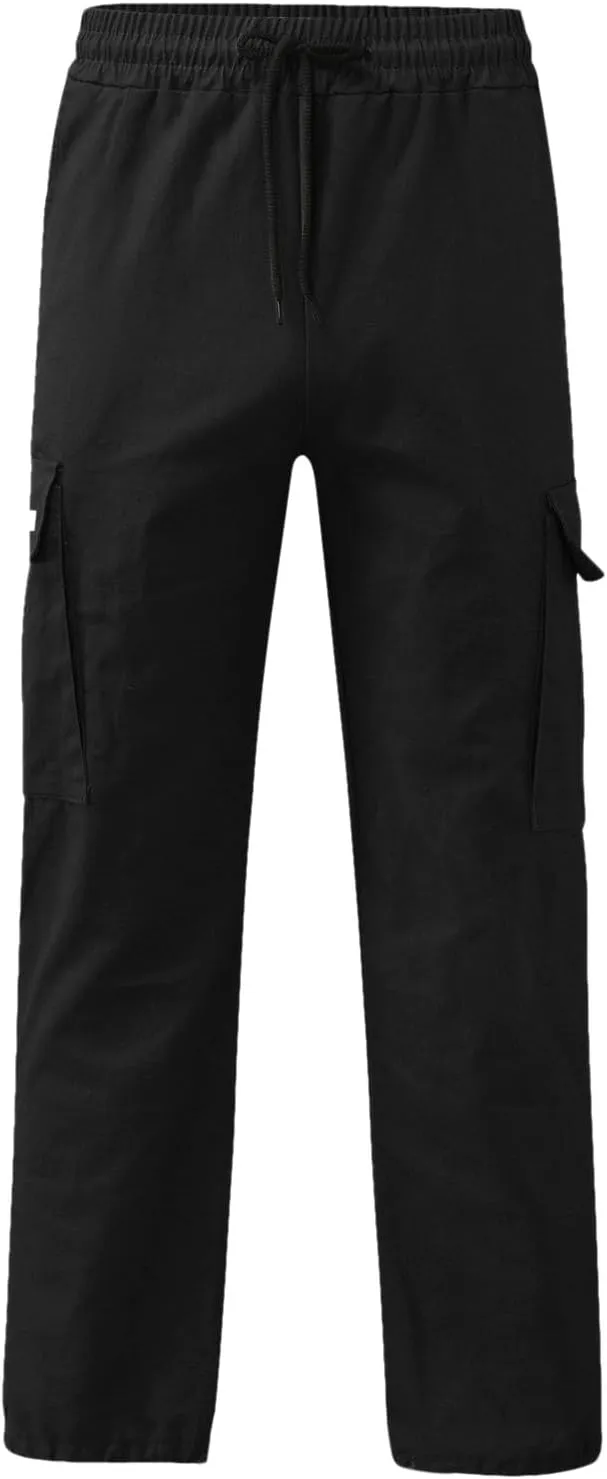 Mens Cargo Pants Casual Stretch Joggers Workout Sweatpants Hiking Drawstring Tactical Pants with Multi Pockets