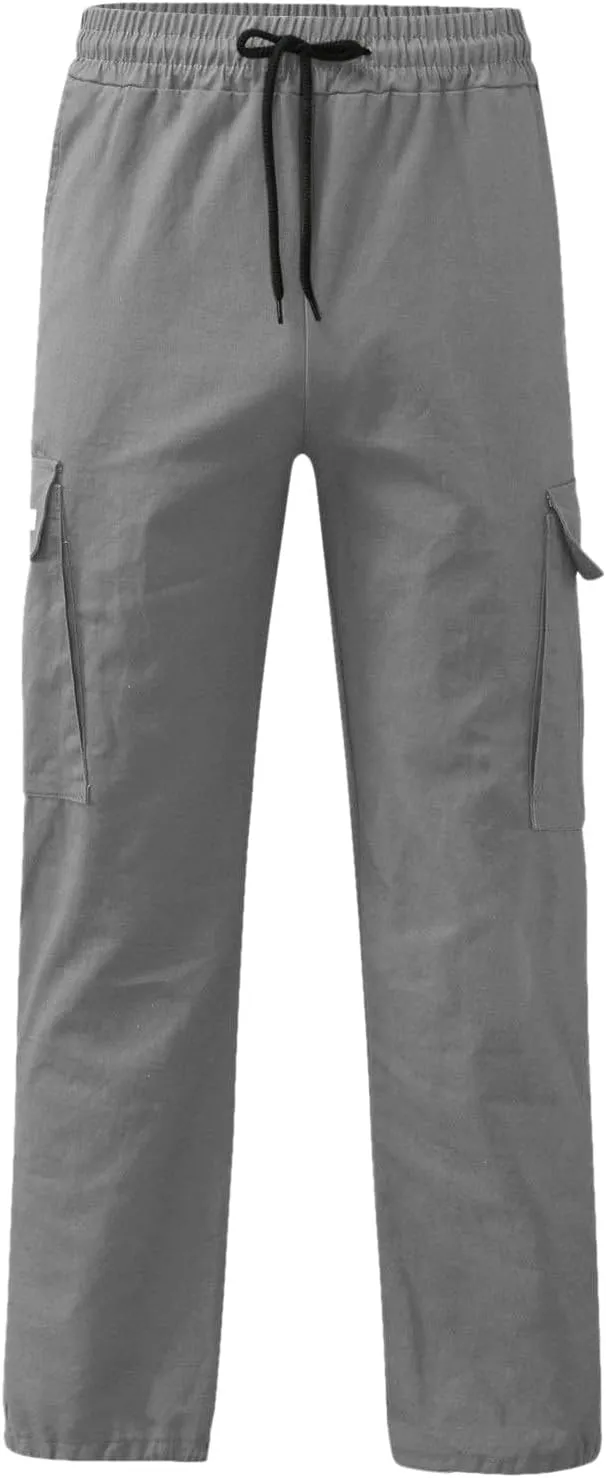 Mens Cargo Pants Casual Stretch Joggers Workout Sweatpants Hiking Drawstring Tactical Pants with Multi Pockets