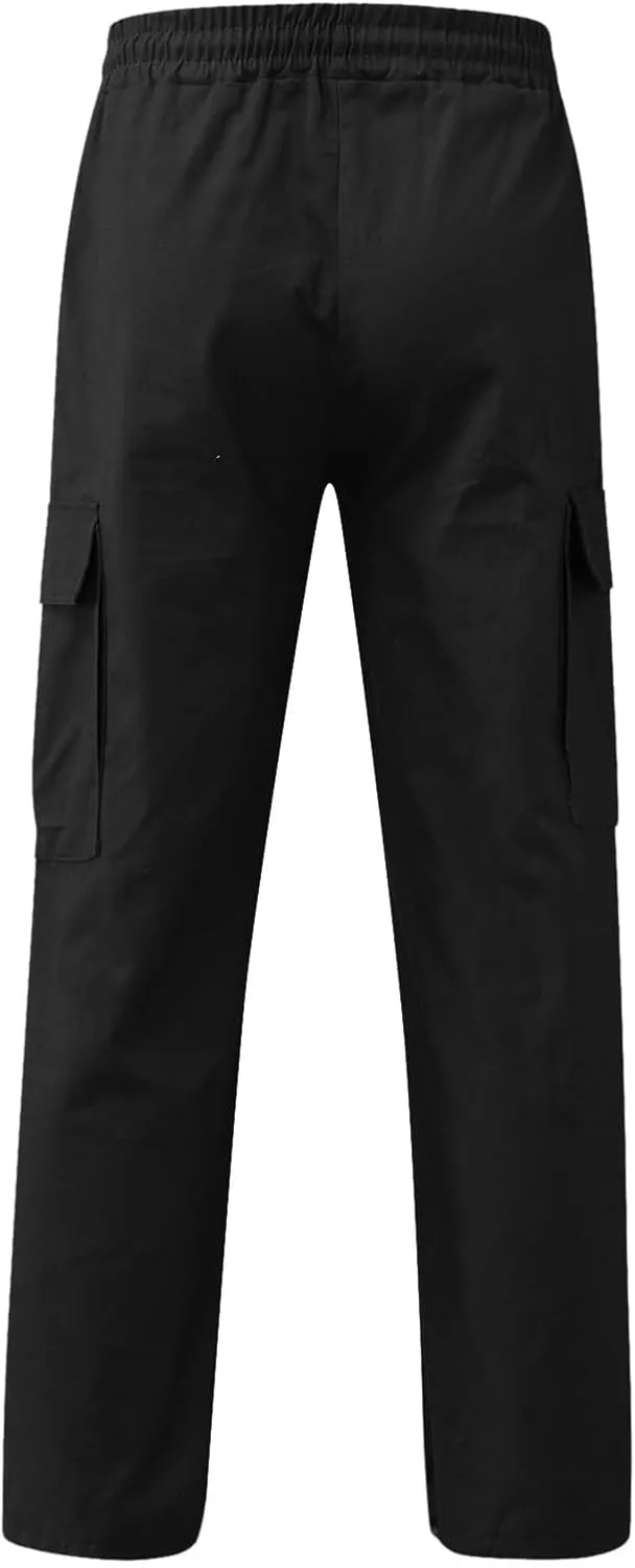 Mens Cargo Pants Casual Stretch Joggers Workout Sweatpants Hiking Drawstring Tactical Pants with Multi Pockets