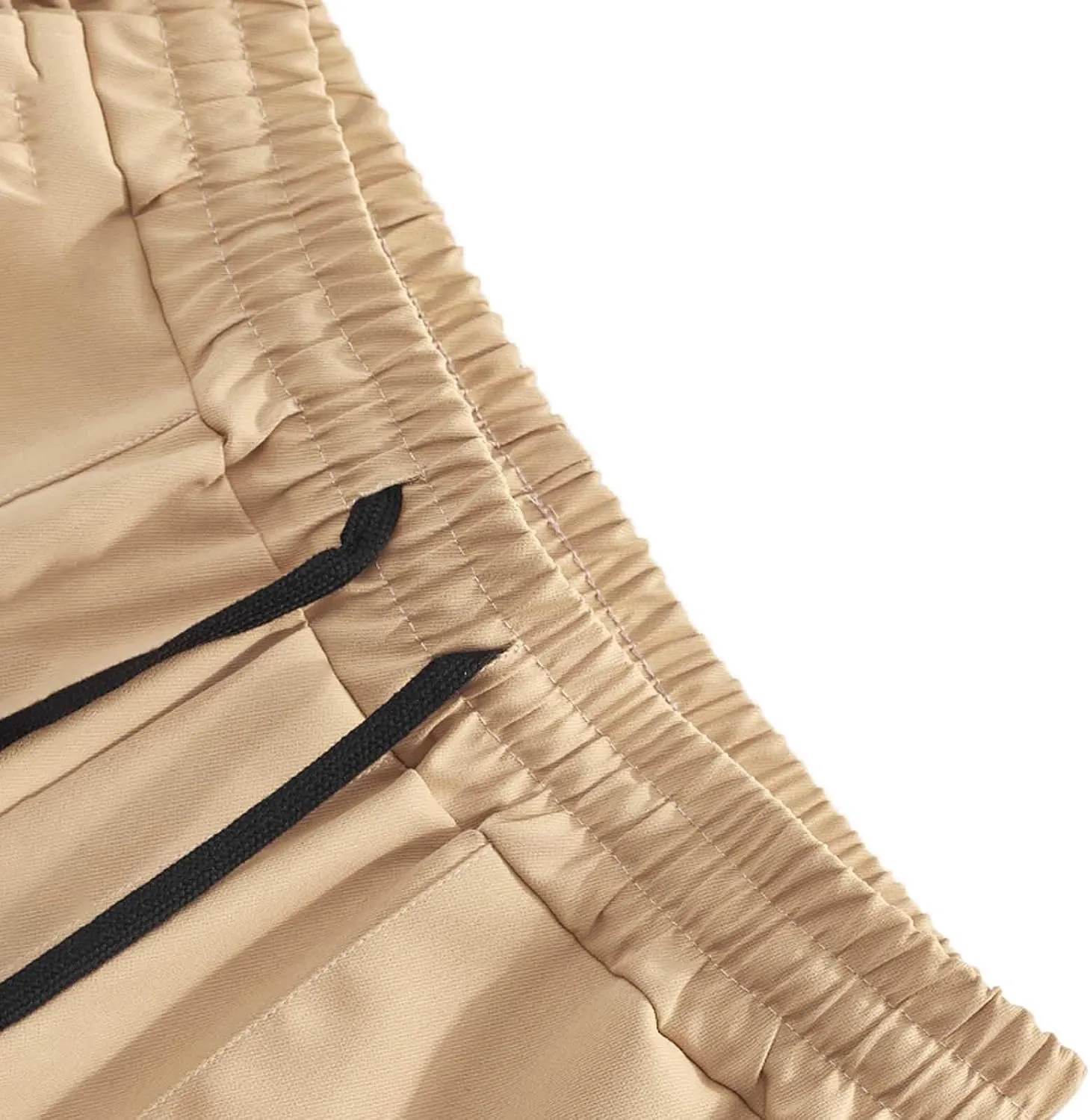 Mens Cargo Shorts Casual Mid Waist Cargo Pants Solid Drawstring Breathable Lightweight Loose Shorts with Pockets