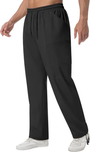 Men's Cargo Sweatpants Lightweight Stretch Joggers with 6 Pocket Loose Fit Casual Pants Hiking Workout Athletic