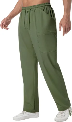 Men's Cargo Sweatpants Lightweight Stretch Joggers with 6 Pocket Loose Fit Casual Pants Hiking Workout Athletic