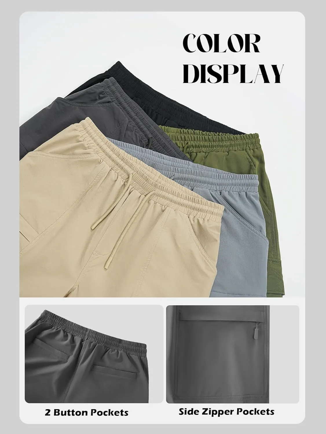 Men's Cargo Sweatpants Lightweight Stretch Joggers with 6 Pocket Loose Fit Casual Pants Hiking Workout Athletic