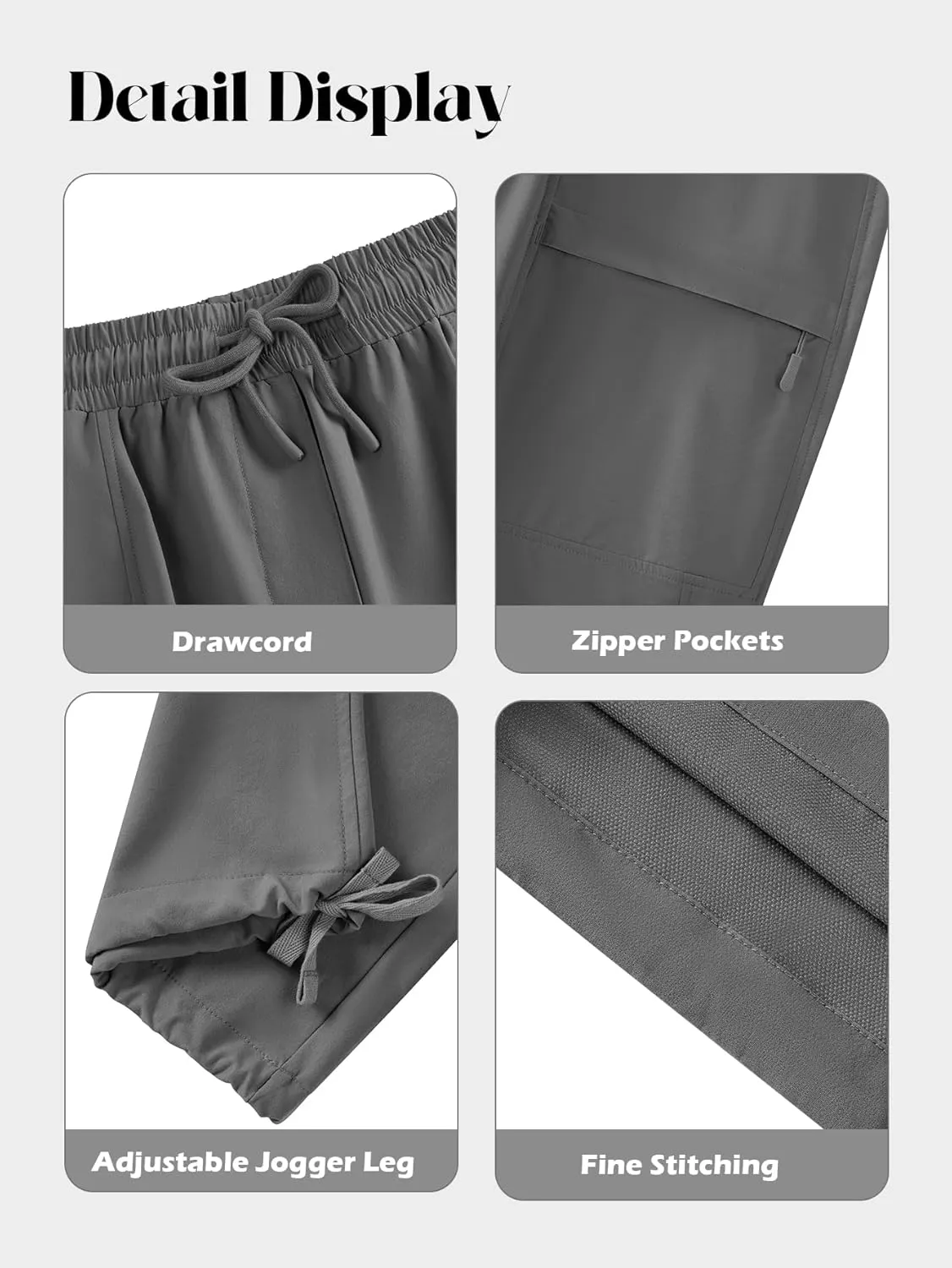 Men's Cargo Sweatpants Lightweight Stretch Joggers with 6 Pocket Loose Fit Casual Pants Hiking Workout Athletic