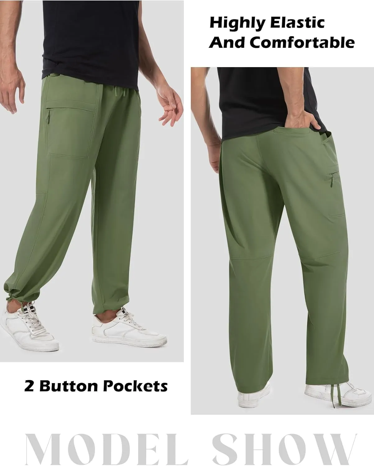 Men's Cargo Sweatpants Lightweight Stretch Joggers with 6 Pocket Loose Fit Casual Pants Hiking Workout Athletic