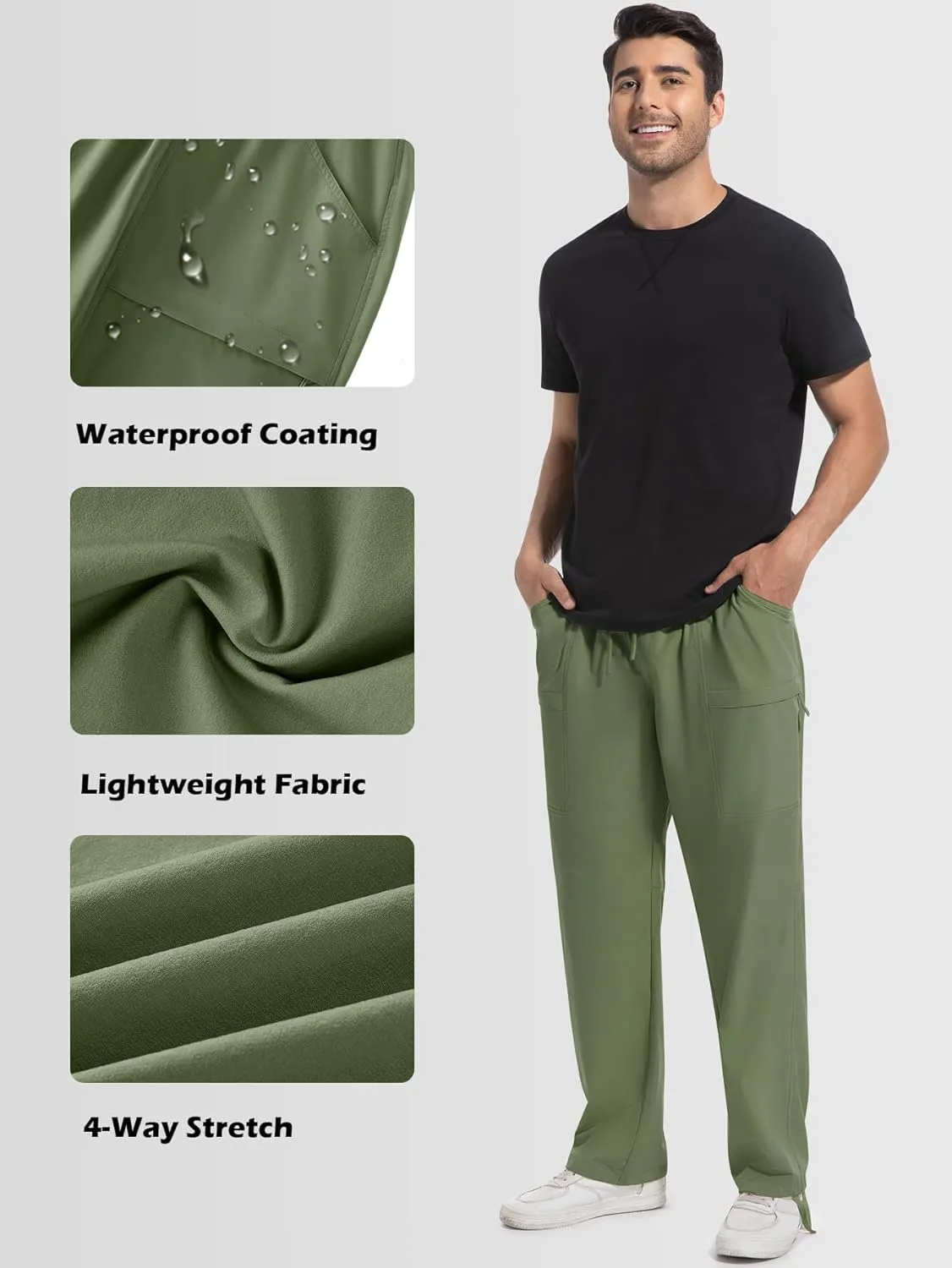 Men's Cargo Sweatpants Lightweight Stretch Joggers with 6 Pocket Loose Fit Casual Pants Hiking Workout Athletic