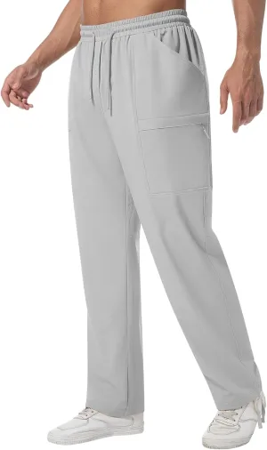 Men's Cargo Sweatpants Lightweight Stretch Joggers with 6 Pocket Loose Fit Casual Pants Hiking Workout Athletic