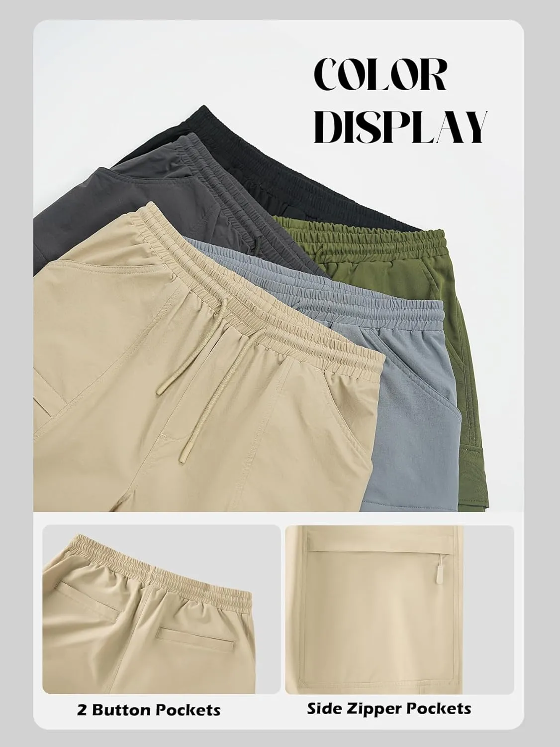 Men's Cargo Sweatpants Lightweight Stretch Joggers with 6 Pocket Loose Fit Casual Pants Hiking Workout Athletic