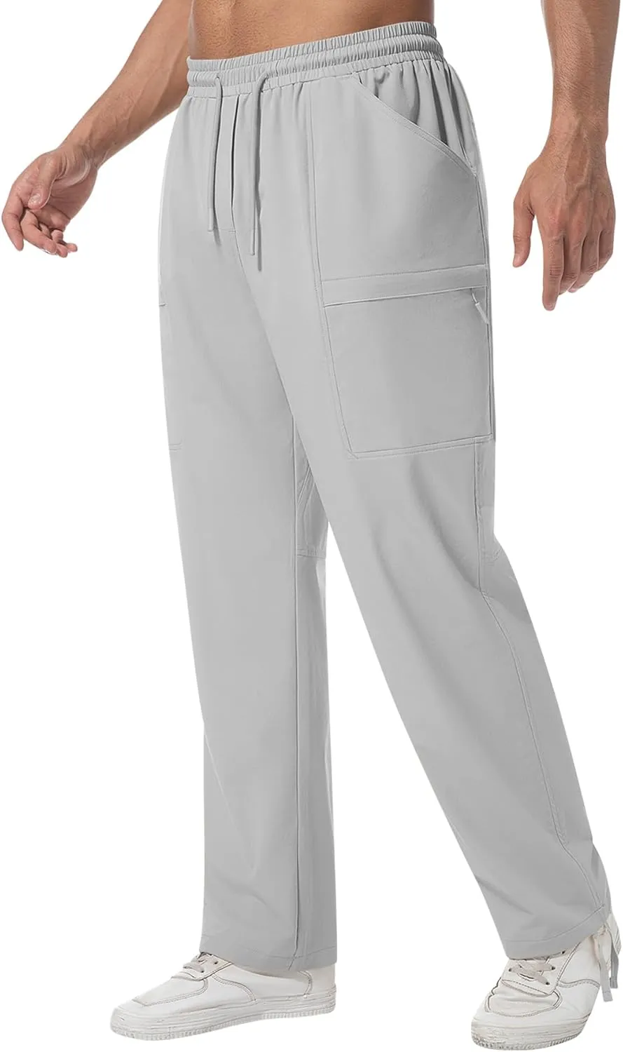 Men's Cargo Sweatpants Lightweight Stretch Joggers with 6 Pocket Loose Fit Casual Pants Hiking Workout Athletic