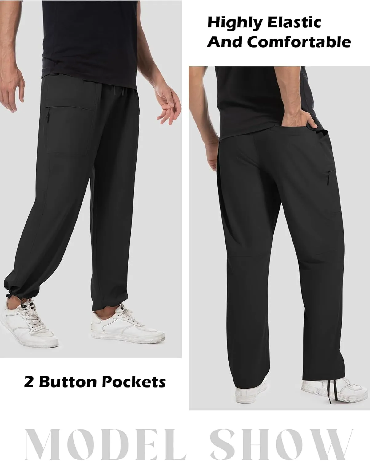 Men's Cargo Sweatpants Lightweight Stretch Joggers with 6 Pocket Loose Fit Casual Pants Hiking Workout Athletic