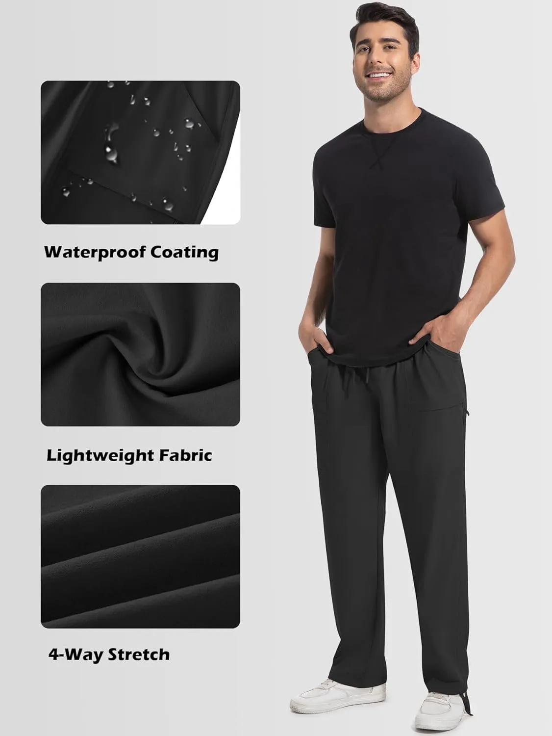 Men's Cargo Sweatpants Lightweight Stretch Joggers with 6 Pocket Loose Fit Casual Pants Hiking Workout Athletic