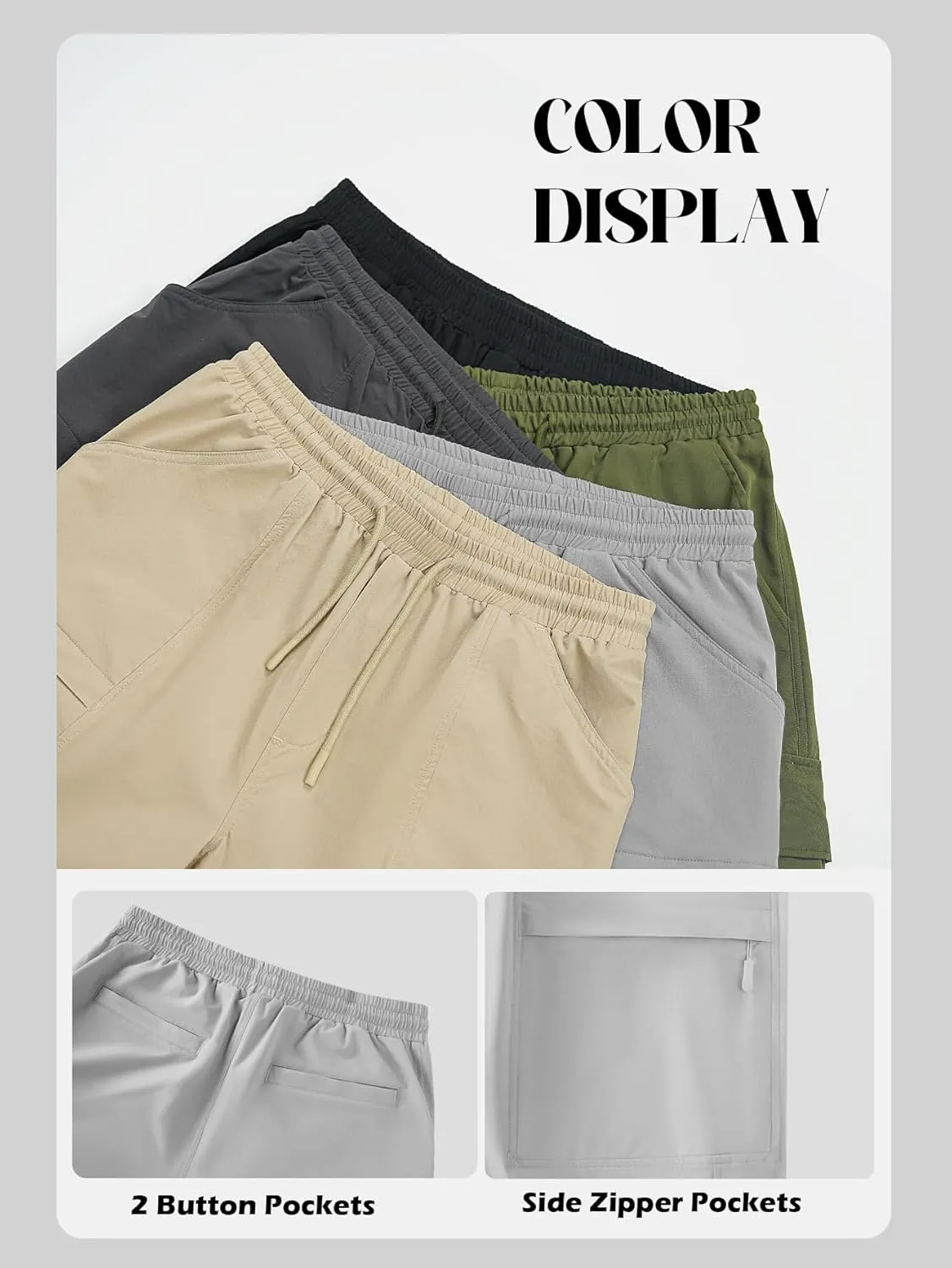 Men's Cargo Sweatpants Lightweight Stretch Joggers with 6 Pocket Loose Fit Casual Pants Hiking Workout Athletic