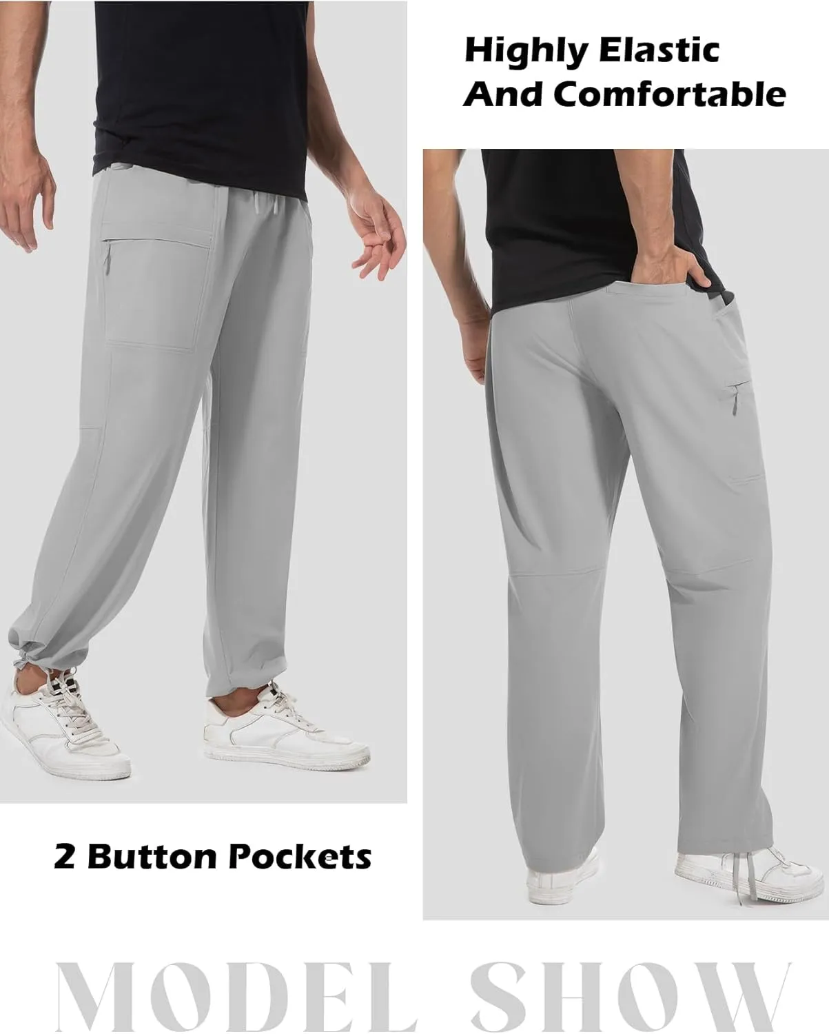 Men's Cargo Sweatpants Lightweight Stretch Joggers with 6 Pocket Loose Fit Casual Pants Hiking Workout Athletic