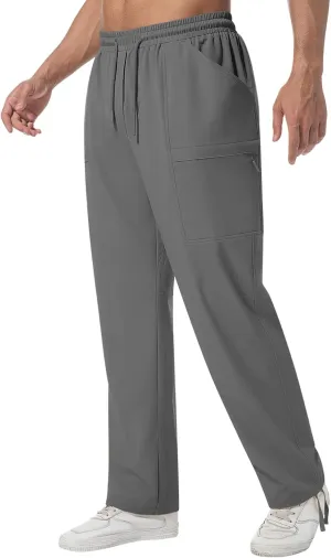 Men's Cargo Sweatpants Lightweight Stretch Joggers with 6 Pocket Loose Fit Casual Pants Hiking Workout Athletic