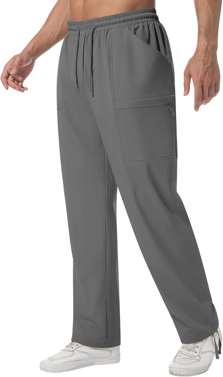 Men's Cargo Sweatpants Lightweight Stretch Joggers with 6 Pocket Loose Fit Casual Pants Hiking Workout Athletic
