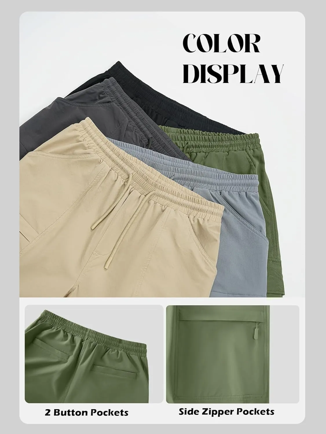 Men's Cargo Sweatpants Lightweight Stretch Joggers with 6 Pocket Loose Fit Casual Pants Hiking Workout Athletic