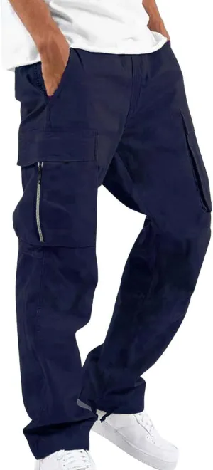 Mens Casual Cargo Pants Workout Stretch Joggers Sweatpants Hiking Drawstring Tactical Pants with Pockets 2024