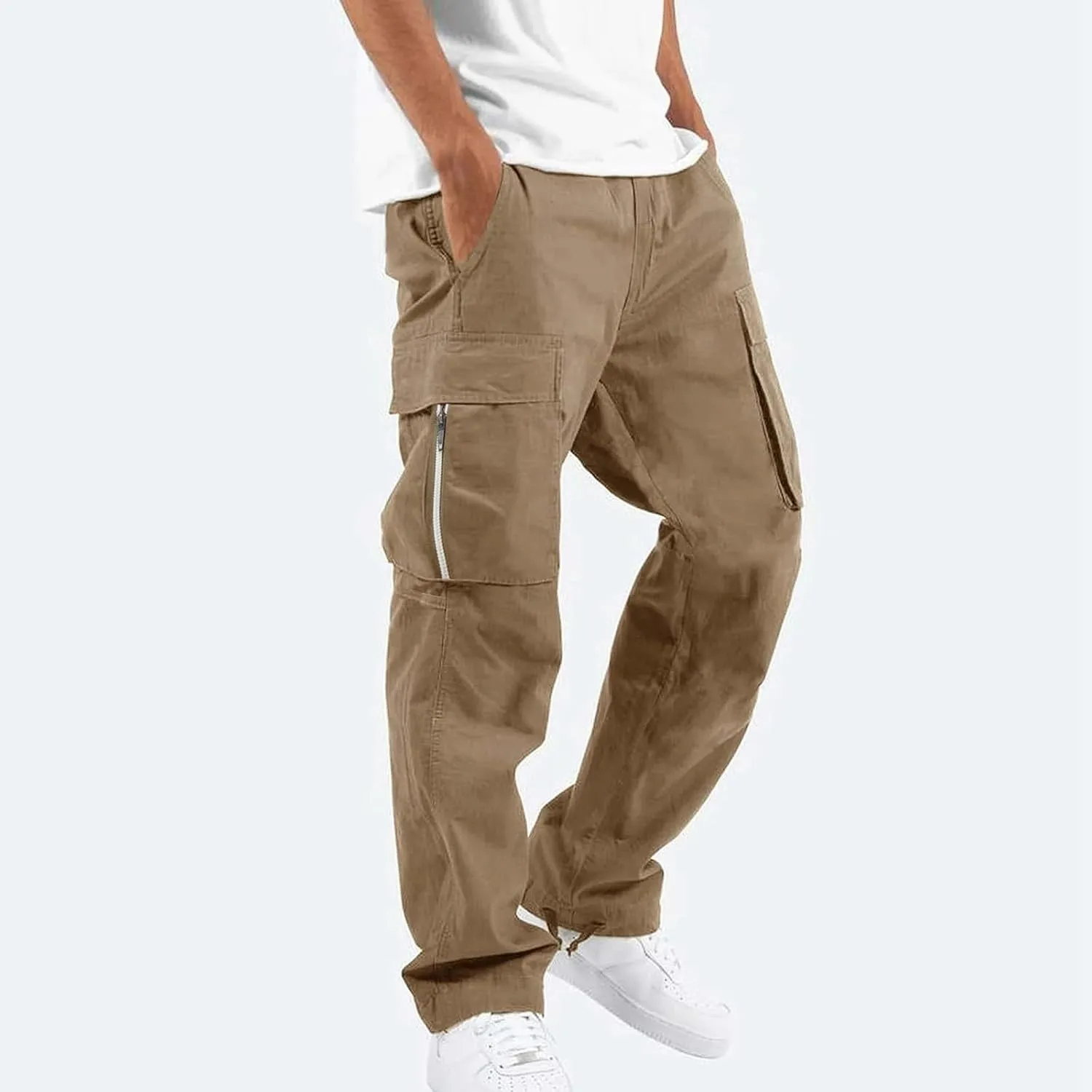 Mens Casual Cargo Pants Workout Stretch Joggers Sweatpants Hiking Drawstring Tactical Pants with Pockets 2024