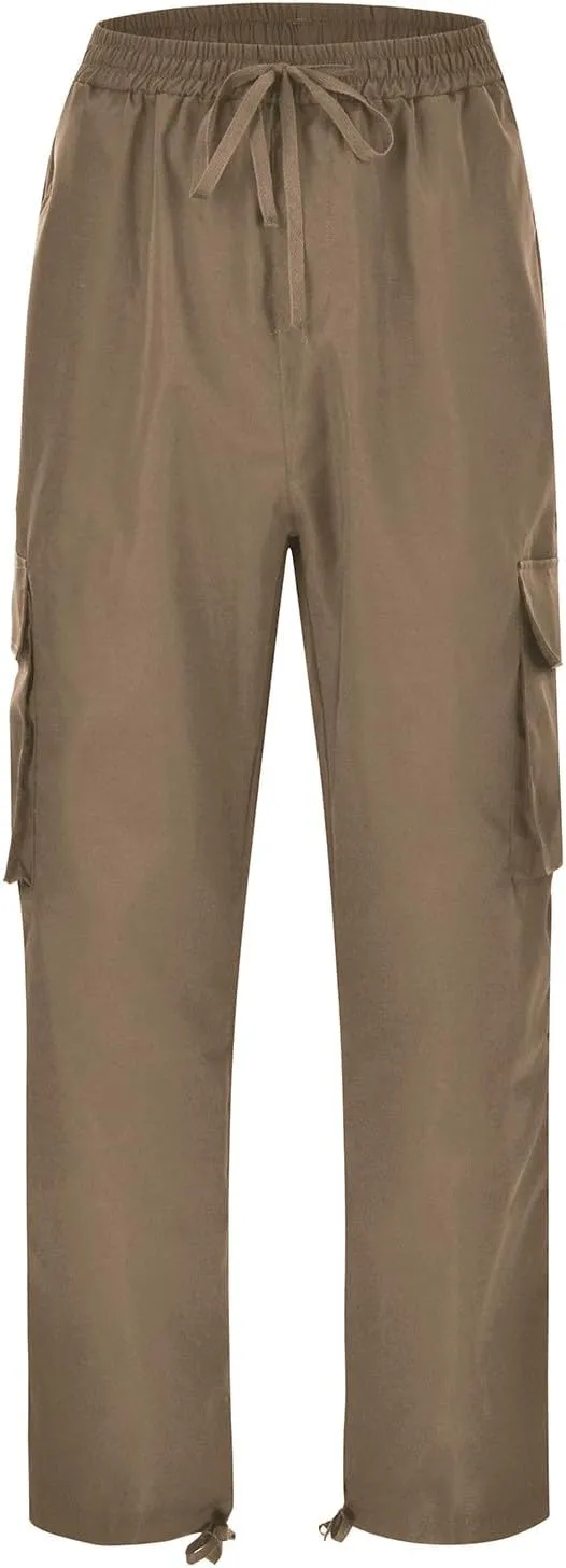 Mens Casual Cargo Pants Workout Stretch Joggers Sweatpants Hiking Drawstring Tactical Pants with Pockets 2024